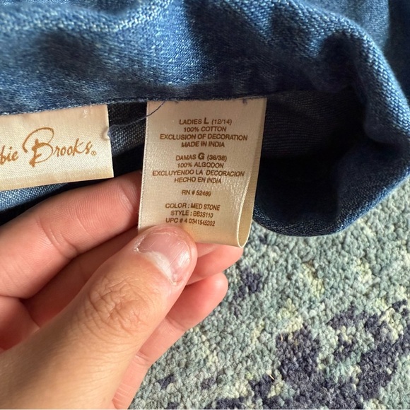 Bobbie Brooks Boho Chic Embroidered Florals Denim Shacket Size Large Whimsical - Picture 9 of 12